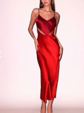 Fleur Du Mal Scarlet Slip Dress in Rouge Size XS
